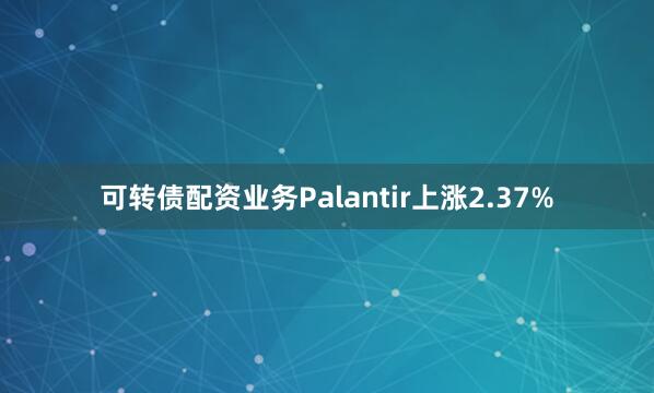 可转债配资业务Palantir上涨2.37%